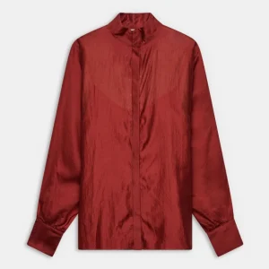 Camisa fluida granate de manga amplia