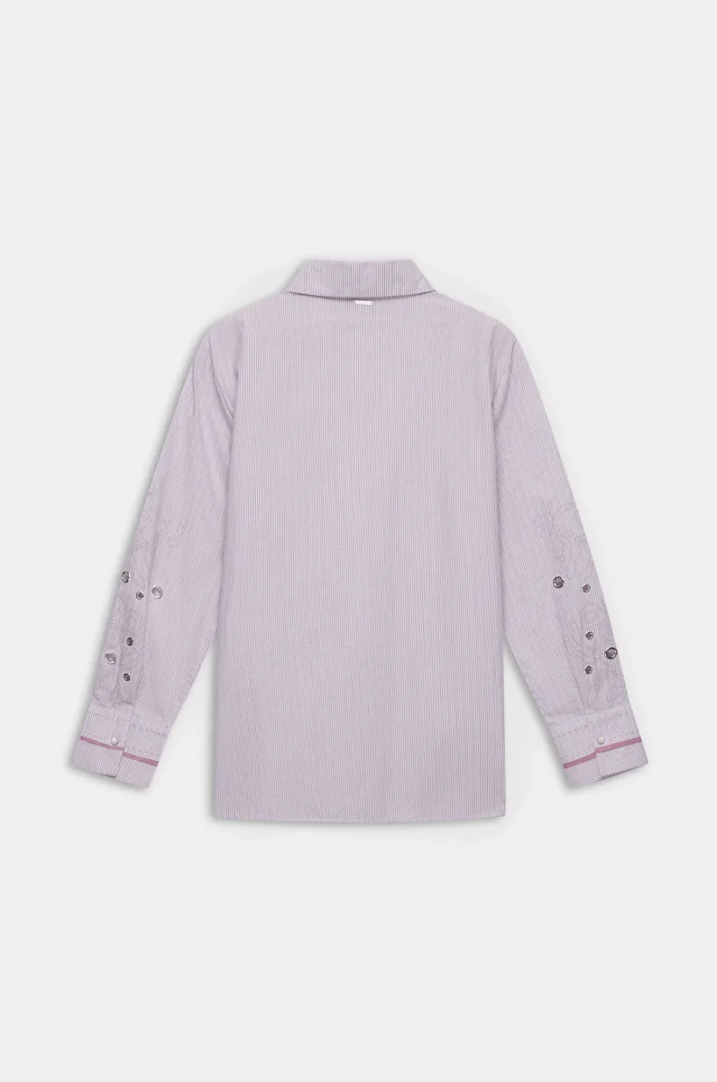 Camisa lila de rayas con detalles bordados - Imagen 3