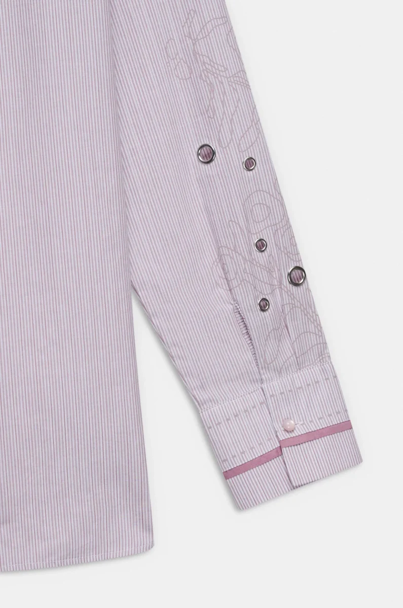 Camisa lila de rayas con detalles bordados - Imagen 4