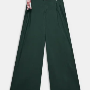 Pantalón palazzo verde con cinturón