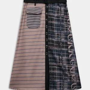 Falda midi estampada con botones