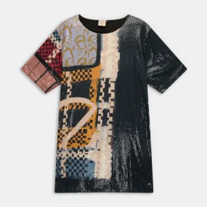 Vestido estampado de lentejuelas negro