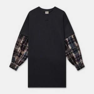 Vestido oversize con mangas estampadas