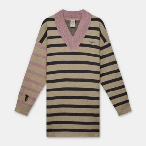 Jersey de punto a rayas con cuello pico