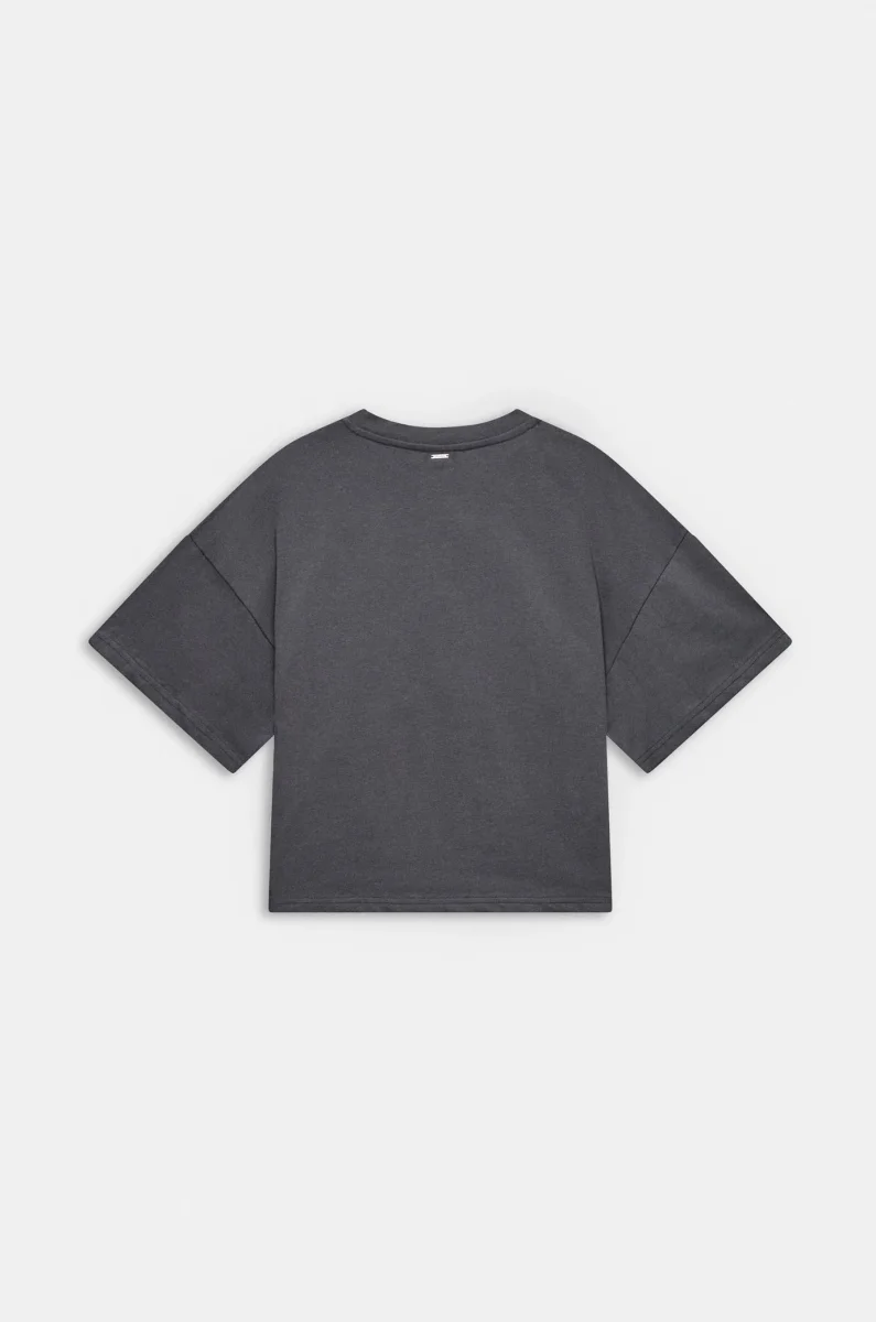 Camiseta gris con aplicación floral - Imagen 3