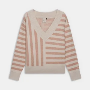 Jersey rosa de punto a rayas