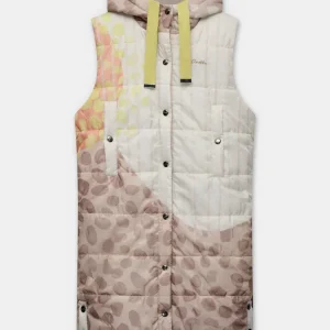 Chaleco largo reversible con capucha