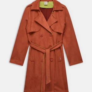 Chaqueta estilo trench naranja con cinturón