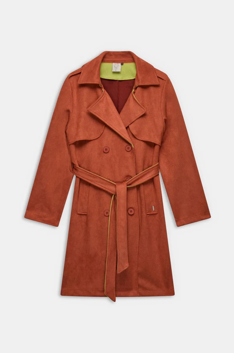 Chaqueta estilo trench naranja con cinturón - Imagen 2