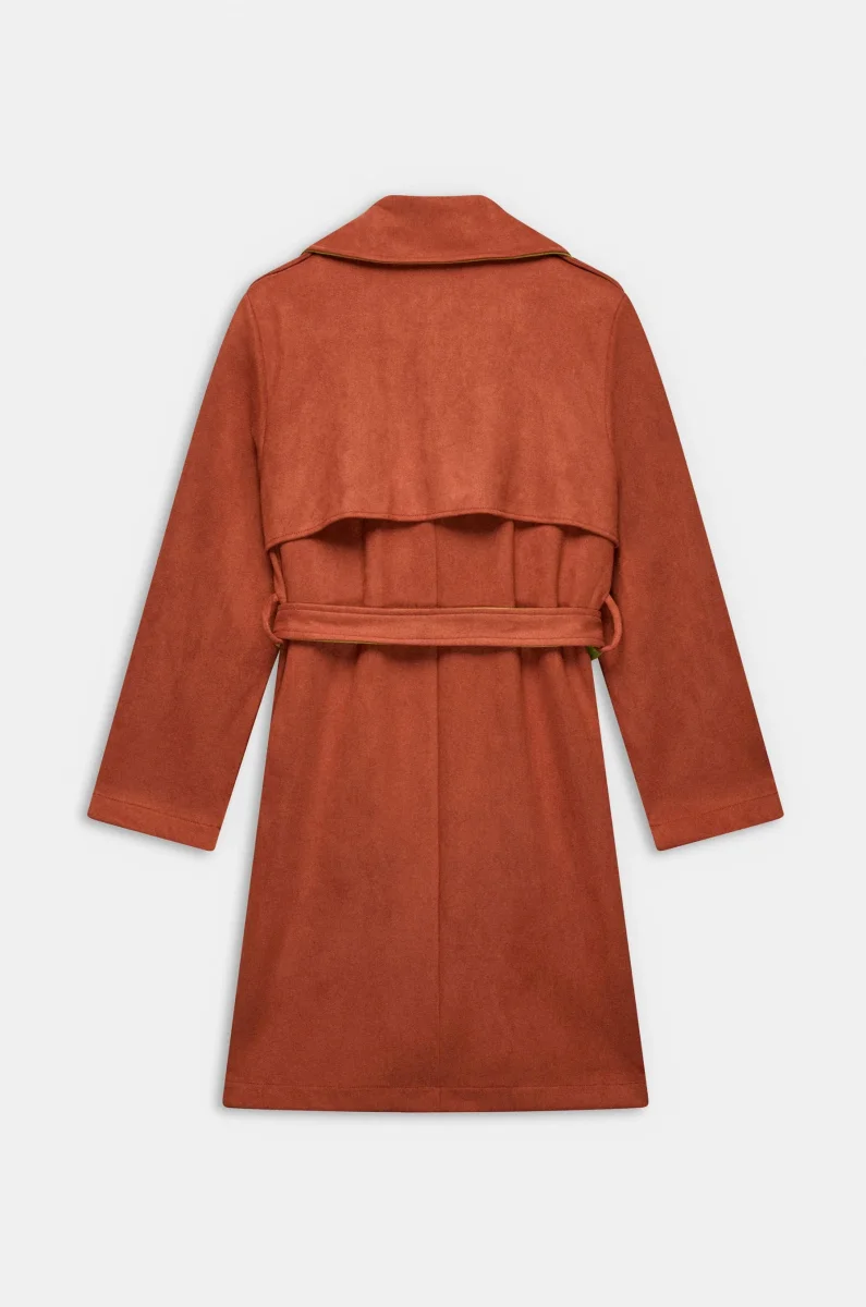 Chaqueta estilo trench naranja con cinturón - Imagen 3
