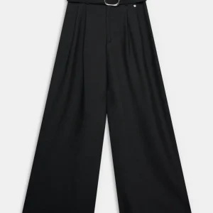 Pantalón negro fluido con cinturón