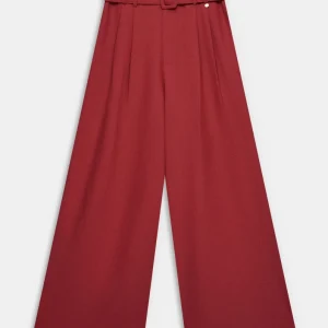 Pantalón palazzo granate con cinturón Anekke