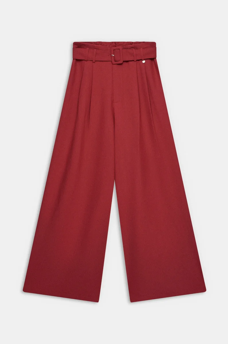 Pantalón palazzo granate con cinturón Anekke - Imagen 2