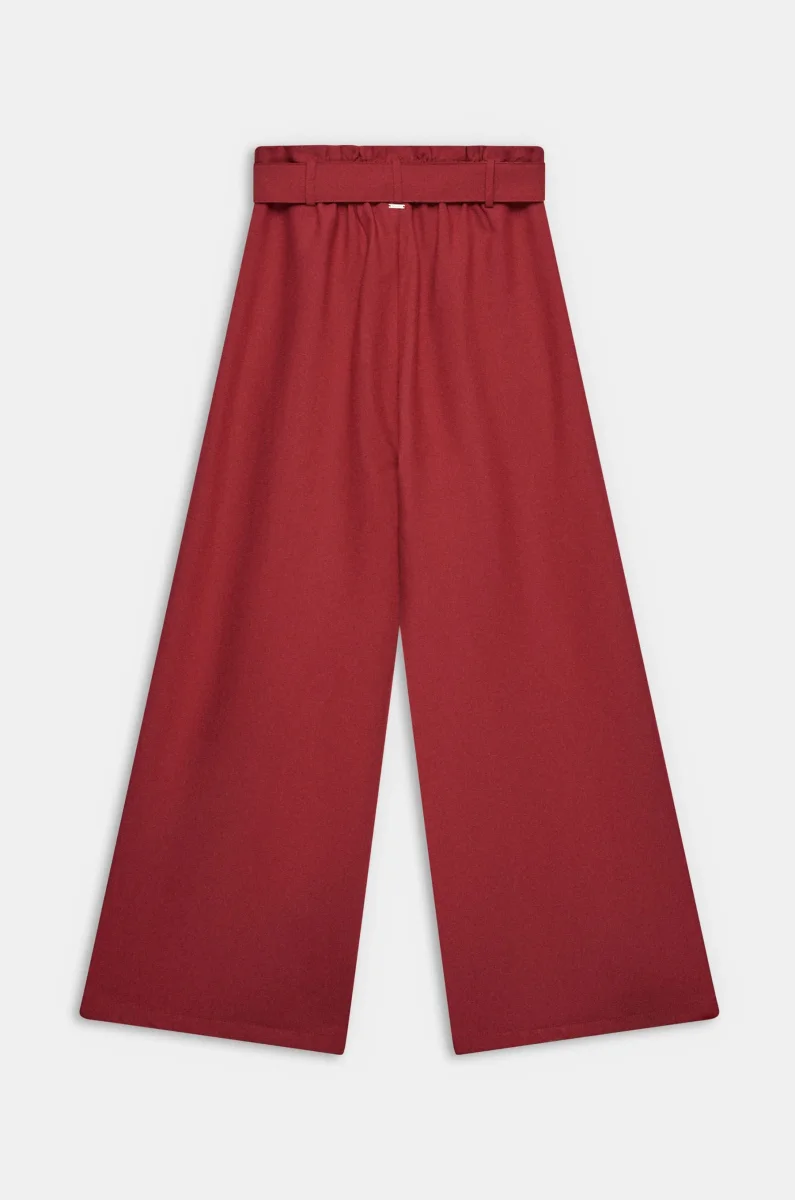 Pantalón palazzo granate con cinturón Anekke - Imagen 3