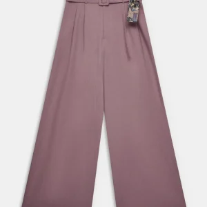 Pantalón lila fluido con cinturón