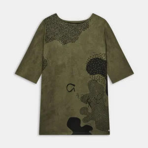 Vestido verde recto estampado