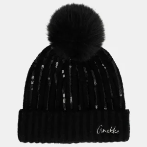 Gorro de punto negro con lentejuelas