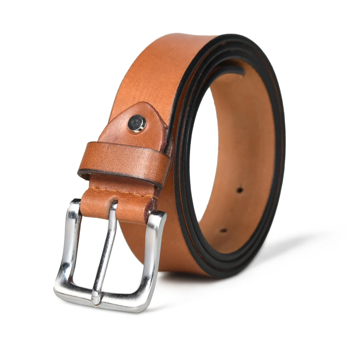 Classic Tan Leather Belt - Imagen 2