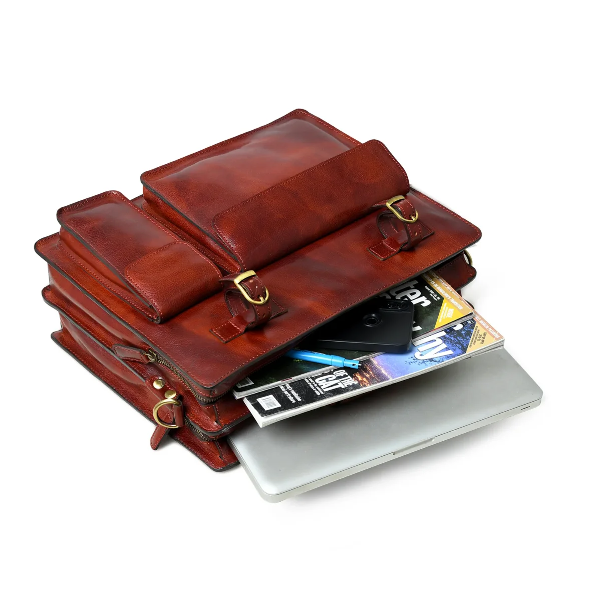 Tuscany Italian Leather Briefcase, Tan - Imagen 6