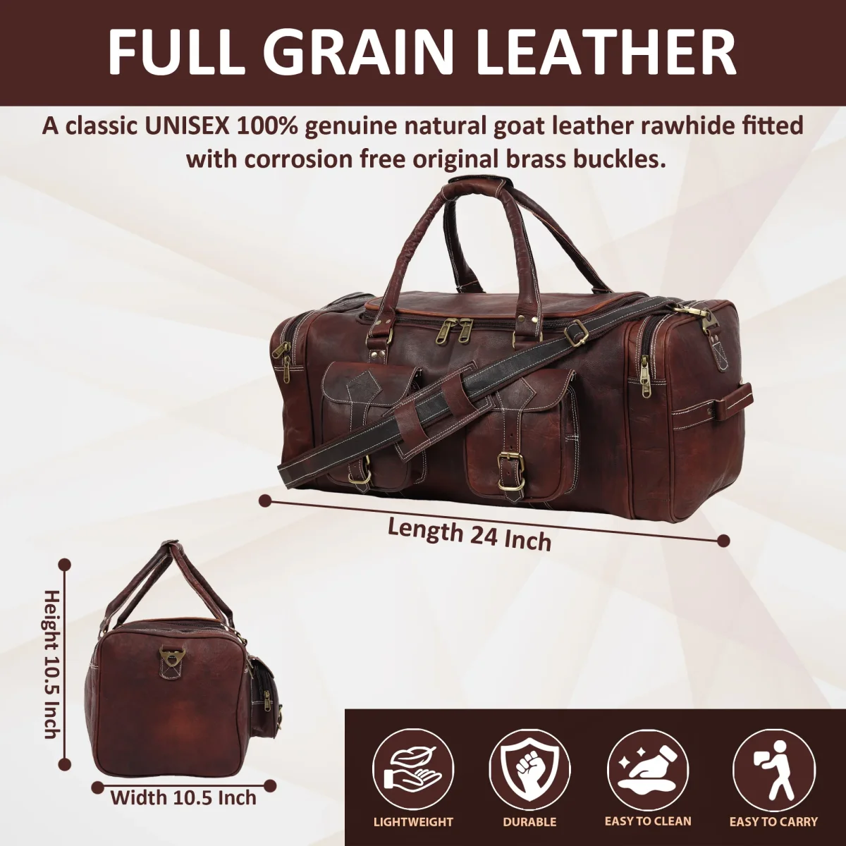 Vintage Dark Brown Traveller Duffle Bag - Imagen 8