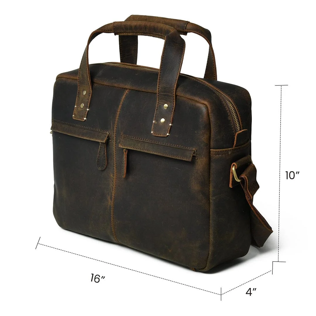Perkins Buffalo Leather Office Briefcase - Imagen 6