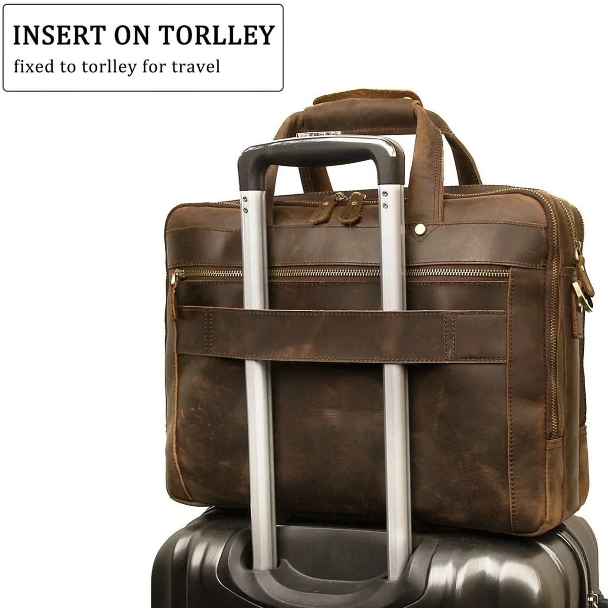 Crazy Horse Leather Briefcase - Imagen 6