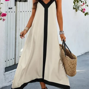 Vestido Casual de Tirantes Color Block