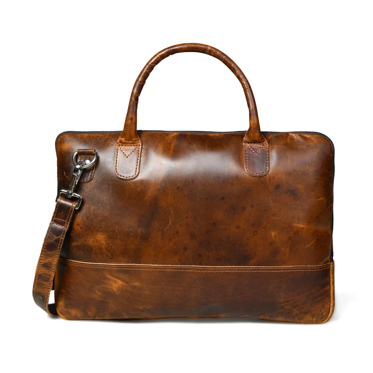 Modernist Leather Laptop Bag- Brown - Imagen 3