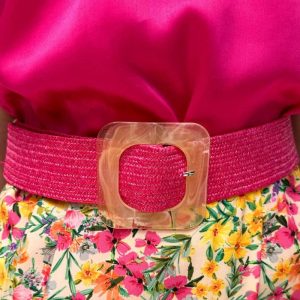 Cinturón rafia fucsia OUTLET