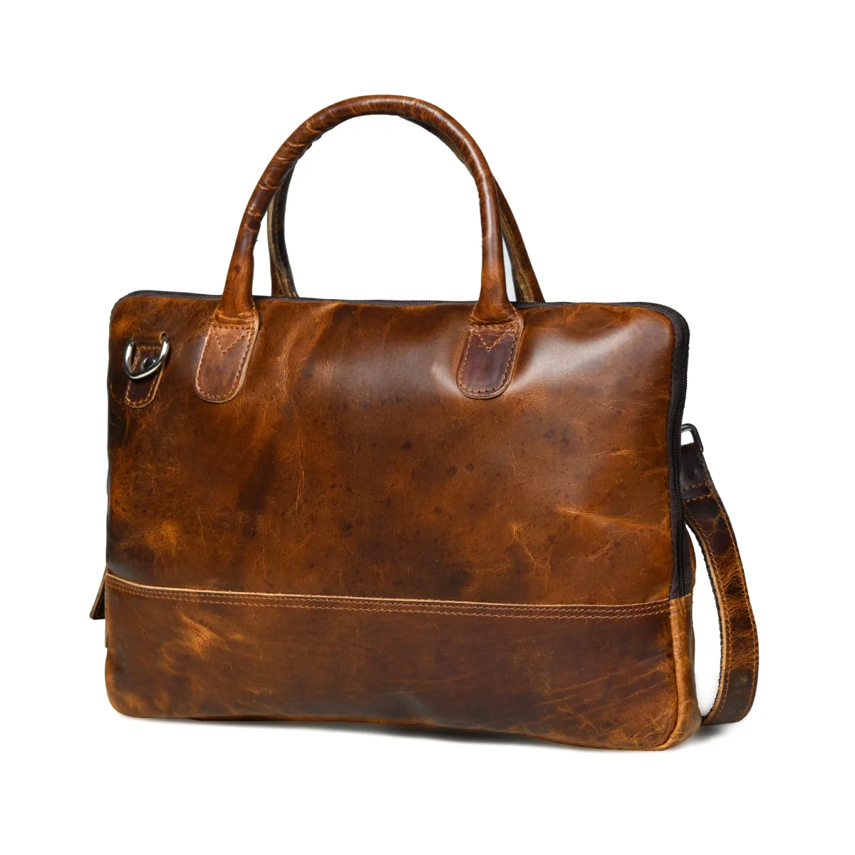 Modernist Leather Laptop Bag- Brown - Imagen 2