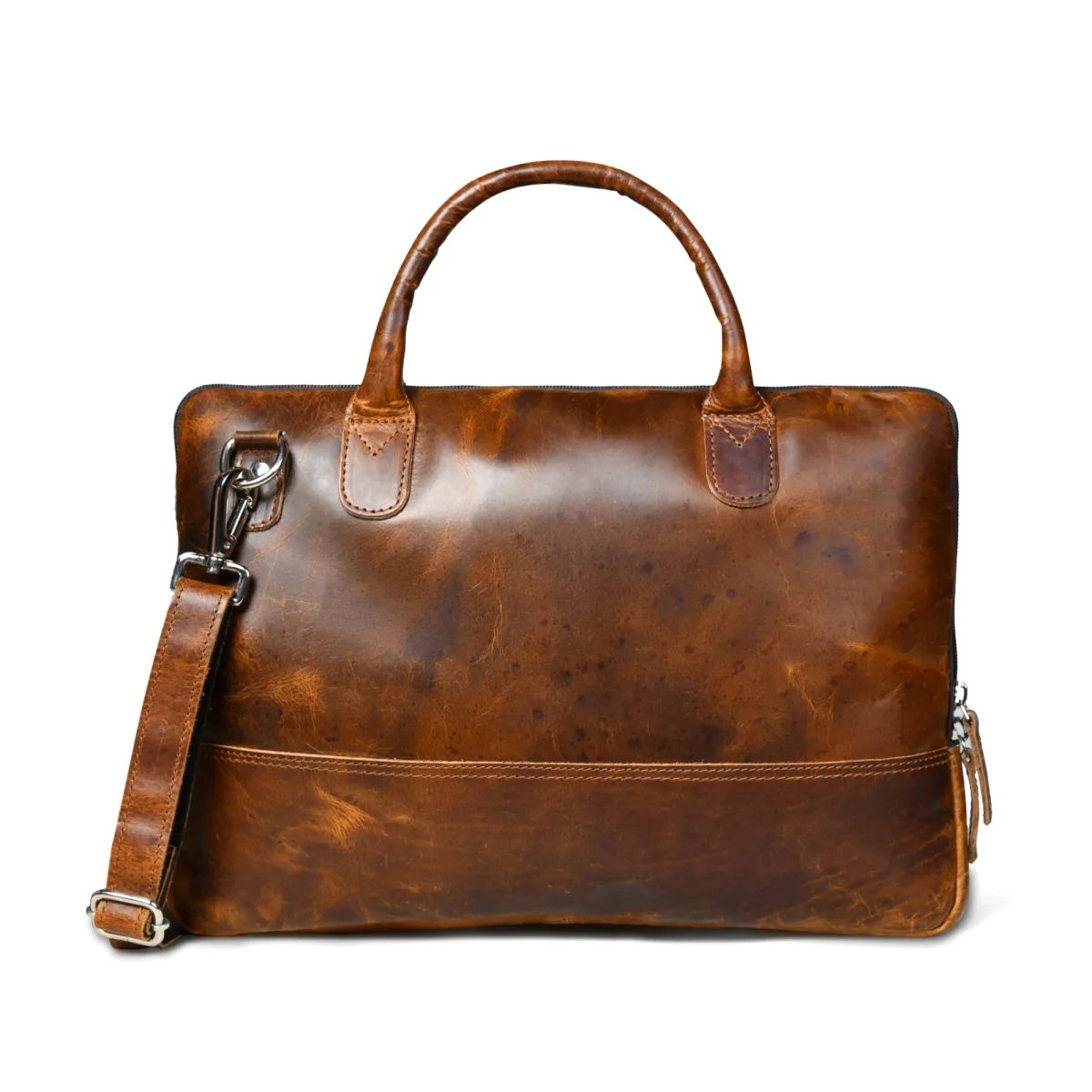 Modernist Leather Laptop Bag- Brown - Imagen 6