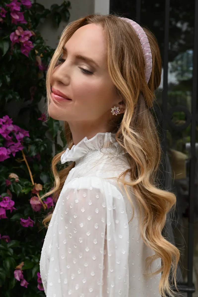 Pendientes Roseta cristal/amatista - Imagen 2