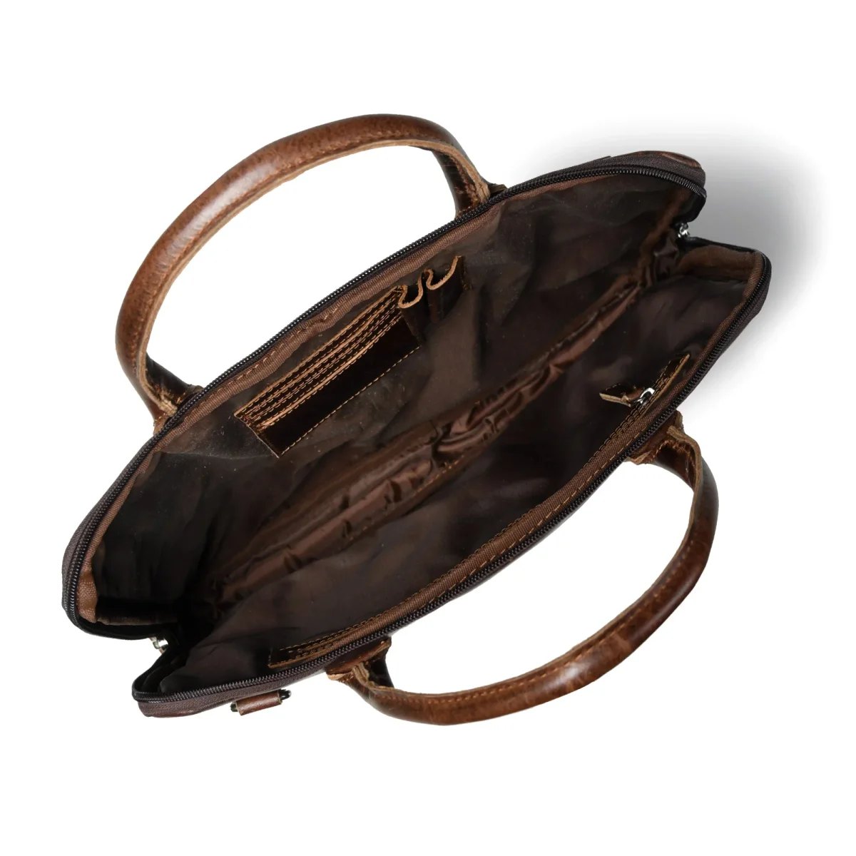 Modernist Leather Laptop Bag- Brown - Imagen 5