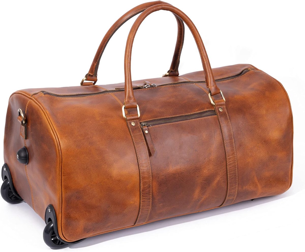 Tan Leather Trolley Bag 44L - Imagen 6