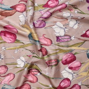 Tejido twill de seda tulipanes OUTLET