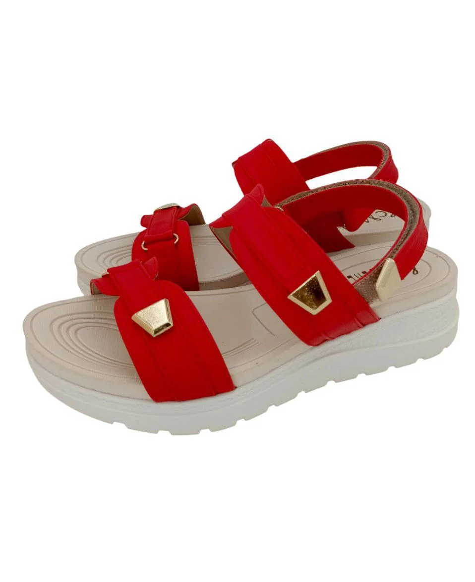 SANDALIAS CONFORT DAMA COLOR ROJO MODELO 9024 - Imagen 2