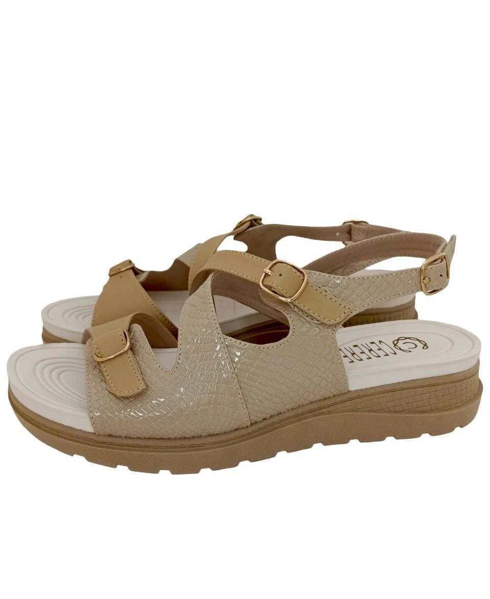 SANDALIAS CONFORT DAMA COLOR CAMEL MODELO 9071 - Imagen 2