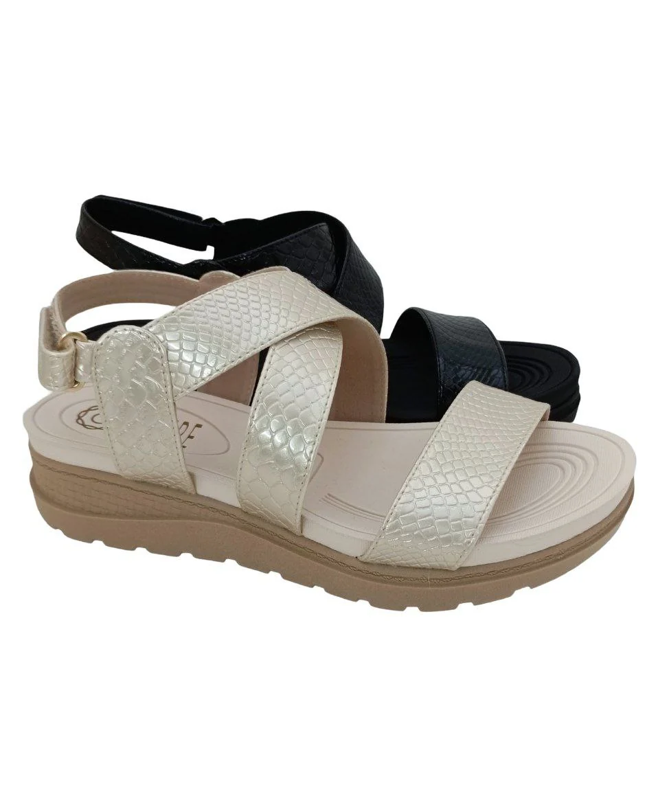 SANDALIAS CONFORT DAMA COLOR CHAMPAGNE MODELO 9074 - Imagen 3