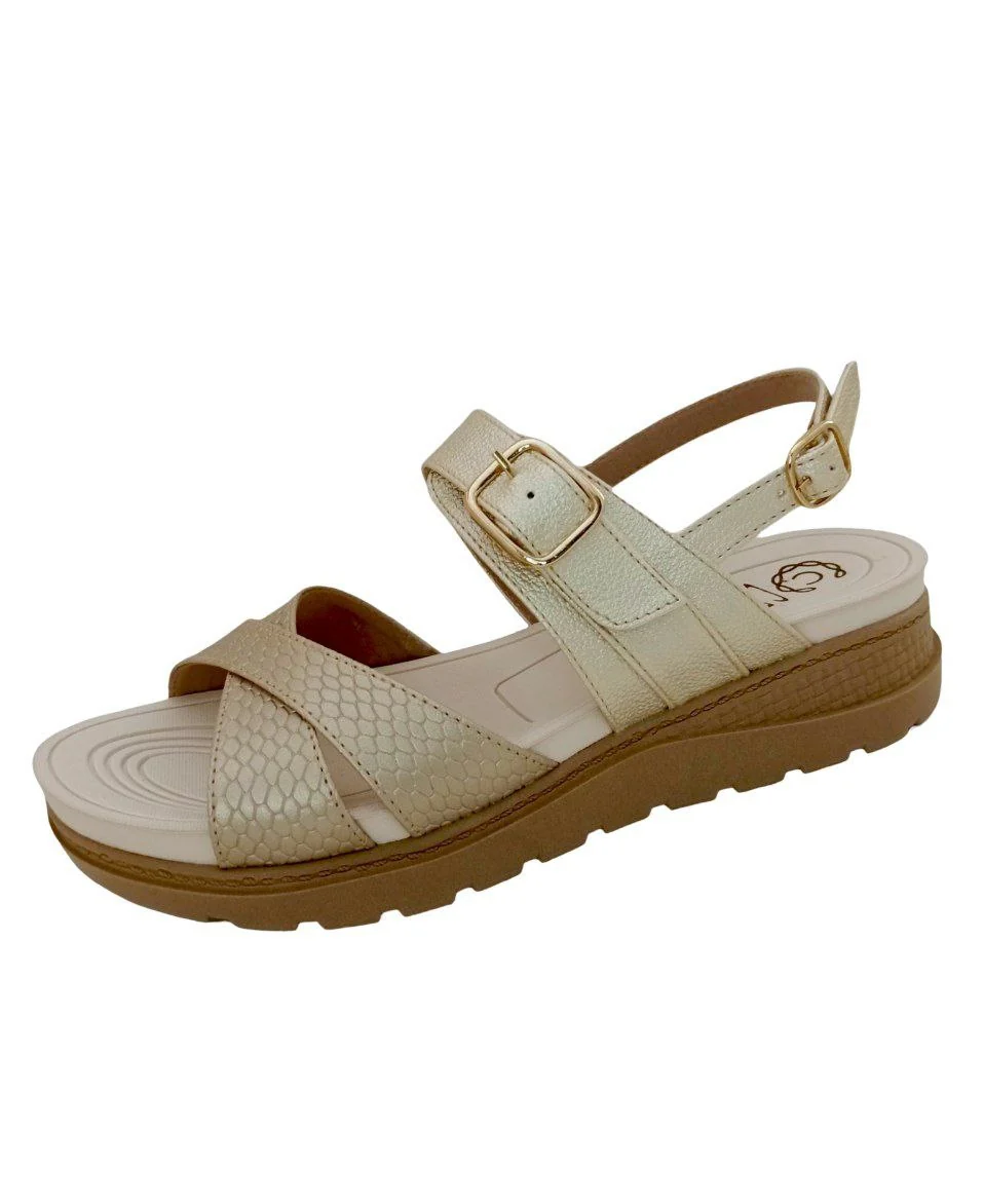 SANDALIAS CONFORT DAMA COLOR CHAMPAGNE MODELO 9076 - Imagen 4