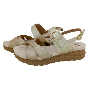 SANDALIAS CONFORT DAMA COLOR CHAMPAGNE MODELO 9076