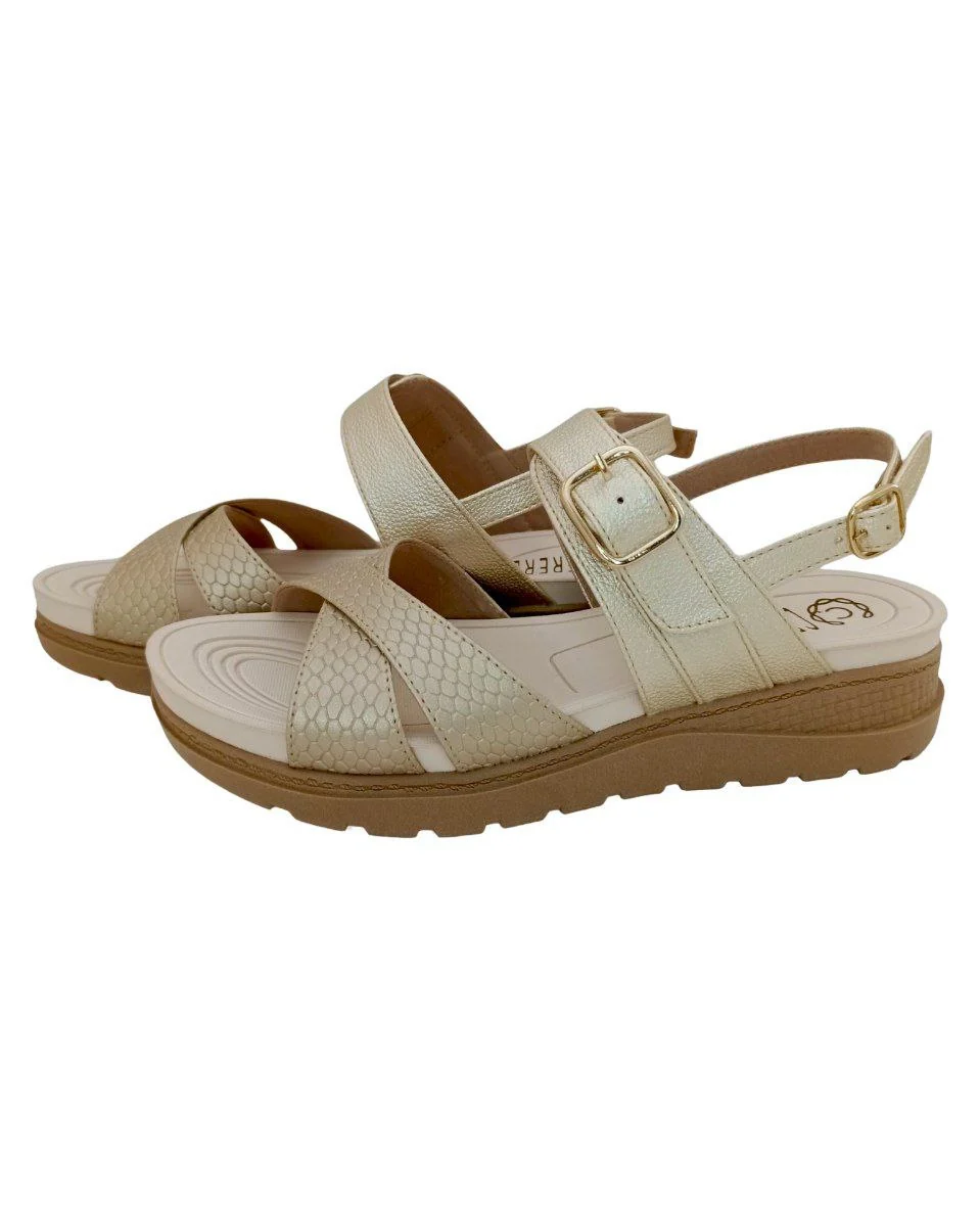 SANDALIAS CONFORT DAMA COLOR CHAMPAGNE MODELO 9076
