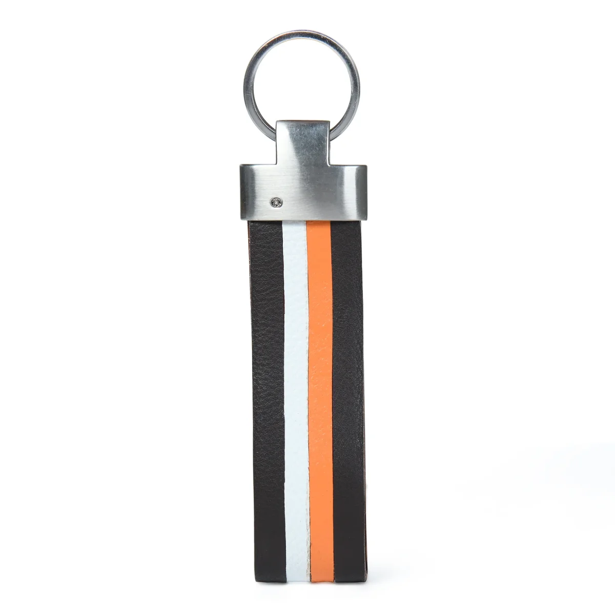 Multi-colored Leather Stripped Keychain - Imagen 2