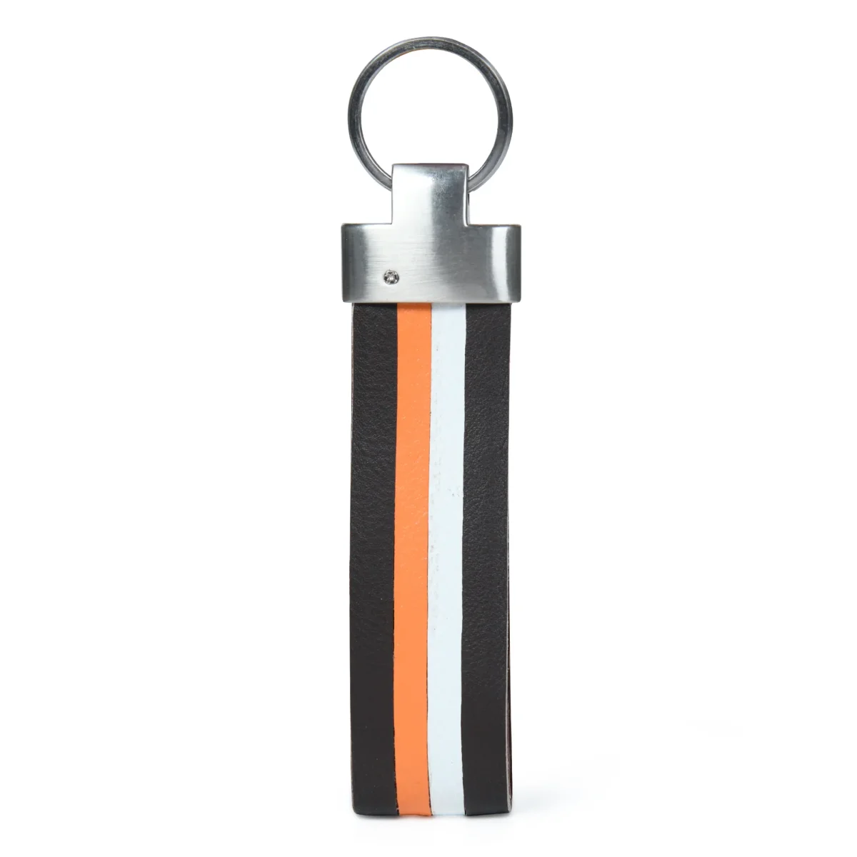 Multi-colored Leather Stripped Keychain - Imagen 4