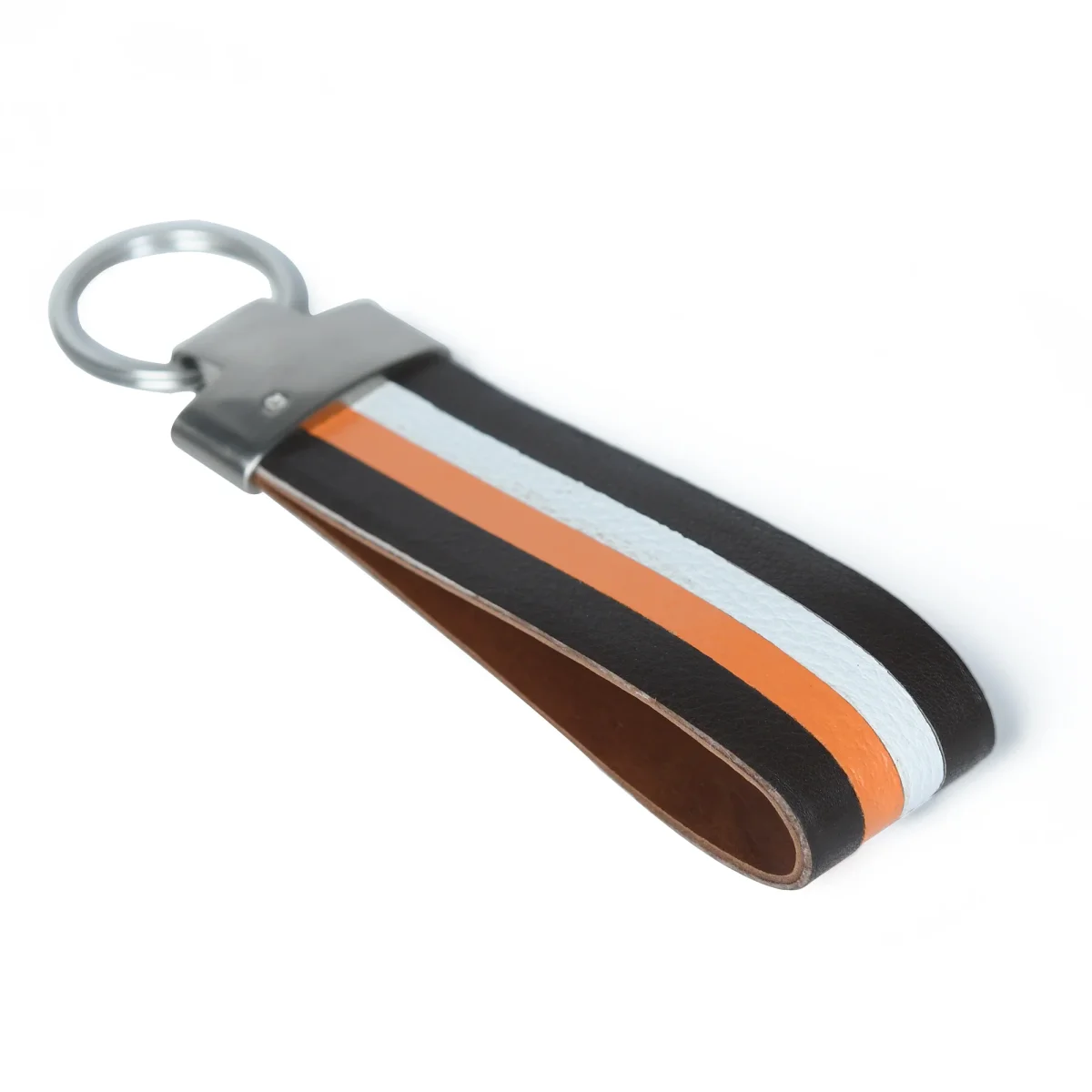 Multi-colored Leather Stripped Keychain - Imagen 3