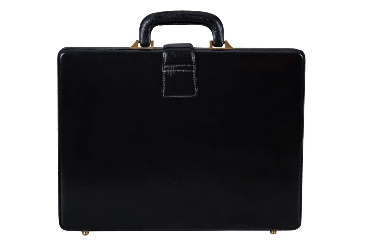 Leather Executive Men's Leather Attache Briefcase - Black - Imagen 5