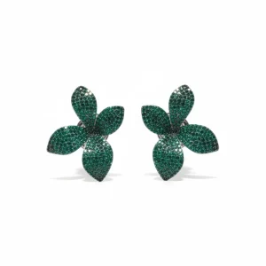 Pendientes hoja strass verde OUTLET