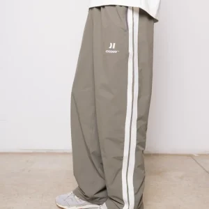 Olive Nylon Track Pants
