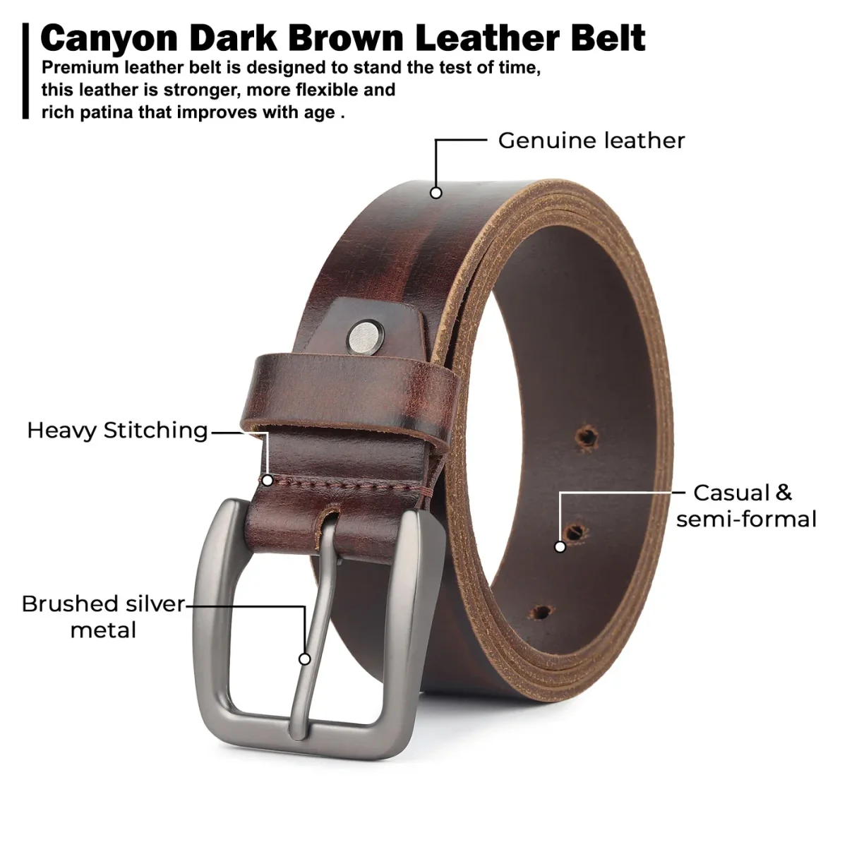 Canyon Full Grain Leather Belts - Imagen 7