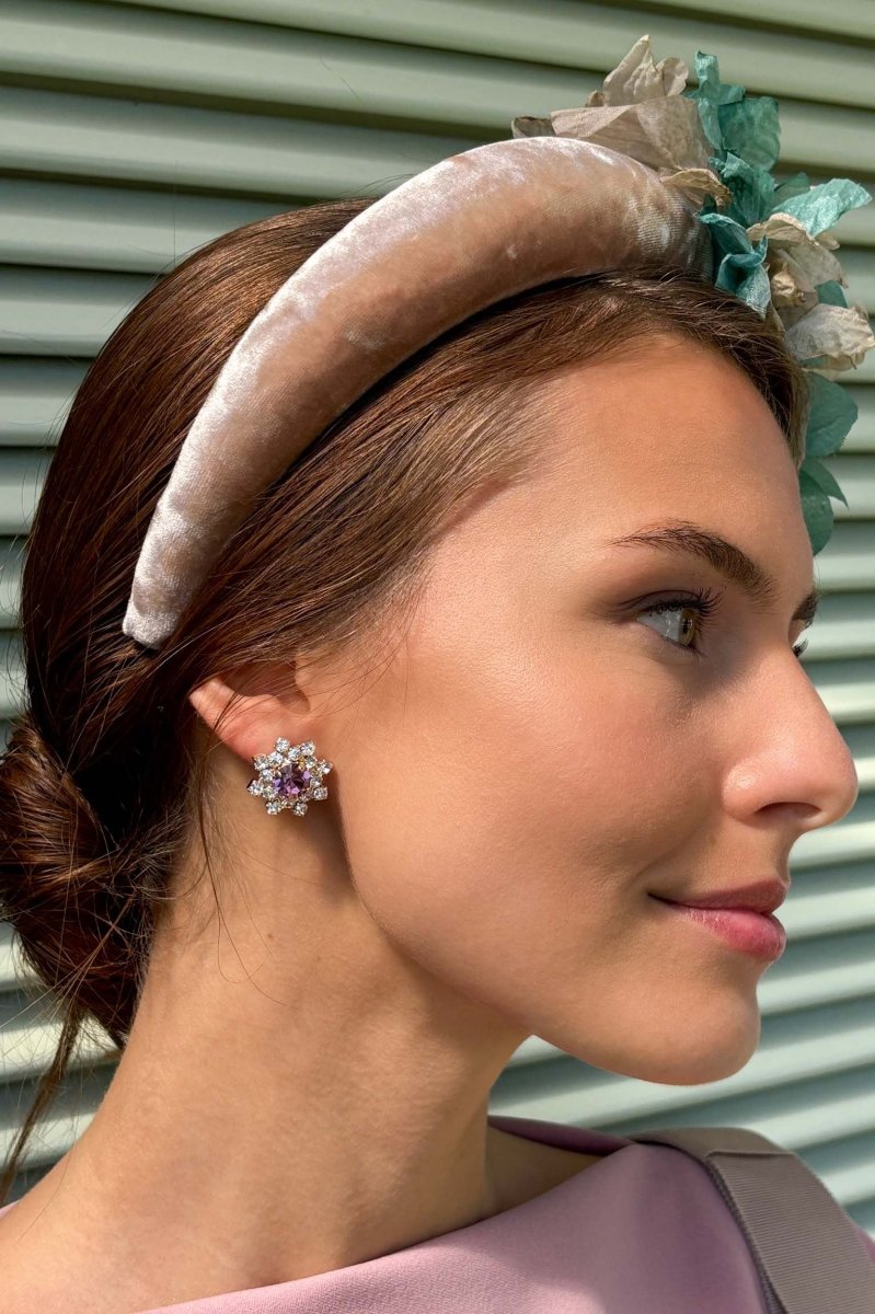 Pendientes Roseta cristal/amatista - Imagen 3