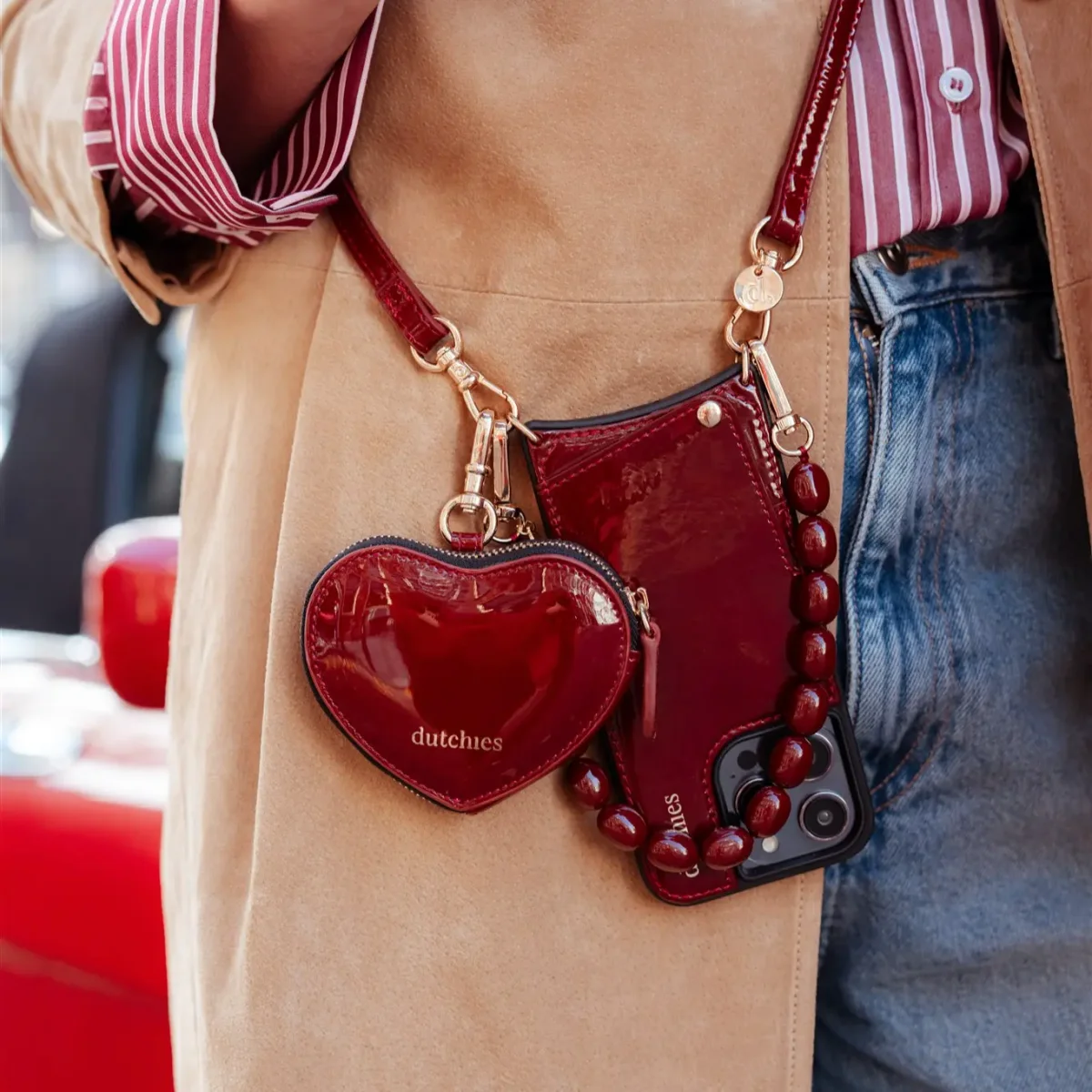 Mini Phone Bag Sarah | Gloss Red - Imagen 4